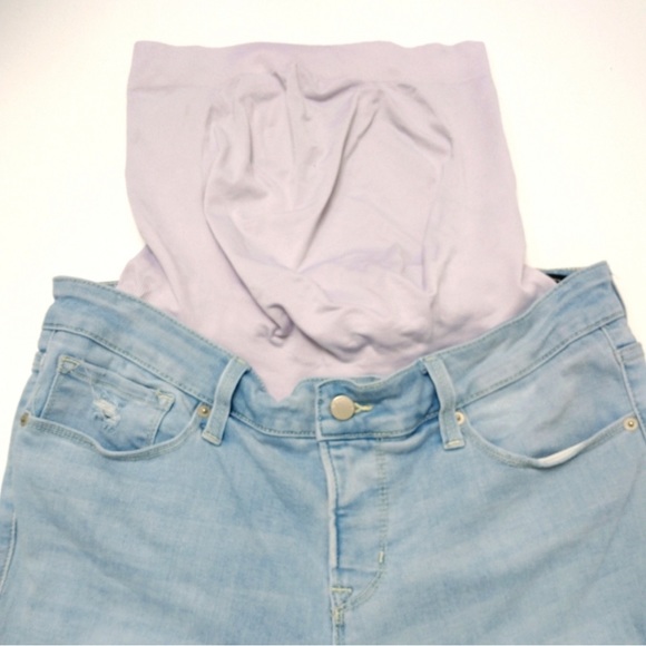 Blanqi Maternity Belly Support Light Wash Distressed Jeans, Size 14 - Picture 3 of 10